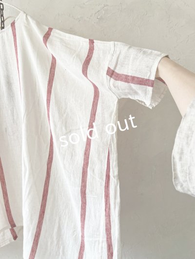 画像5: SO／ガーゼワイドチュニック・レッドストライプ