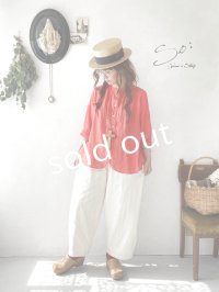 SO／コットンローンギャザーブラウス・レッド