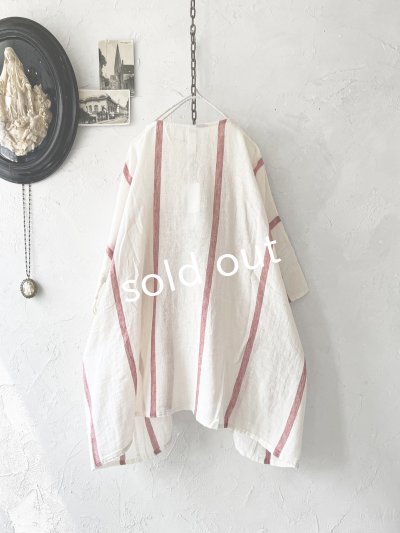 画像9: SO／ガーゼワイドチュニック・レッドストライプ