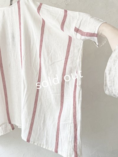 画像6: SO／ガーゼワイドチュニック・レッドストライプ