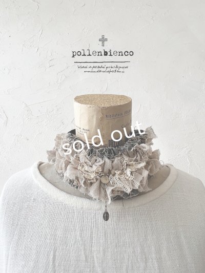 画像1: pollenbienco／アンティークレースのチョーカー・シャンブレー