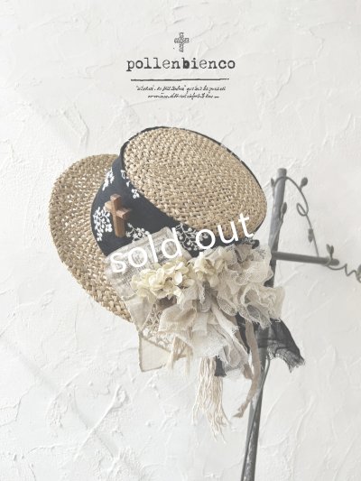画像1: pollenbienco／アンティークレースの帽子・C