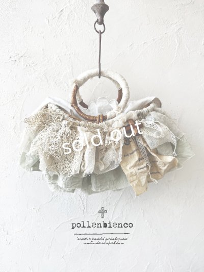 画像1: pollenbienco／アンティークレースと十字架のバスケット・C