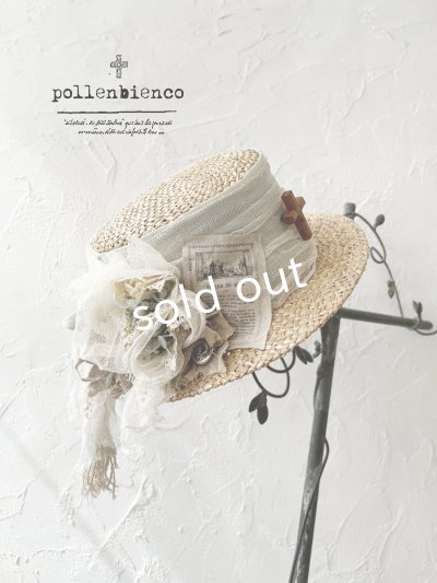 画像1: pollenbienco／アンティークレースの帽子・A