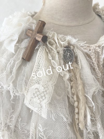 画像9: pollenbienco/アンティークレースのティペット・A