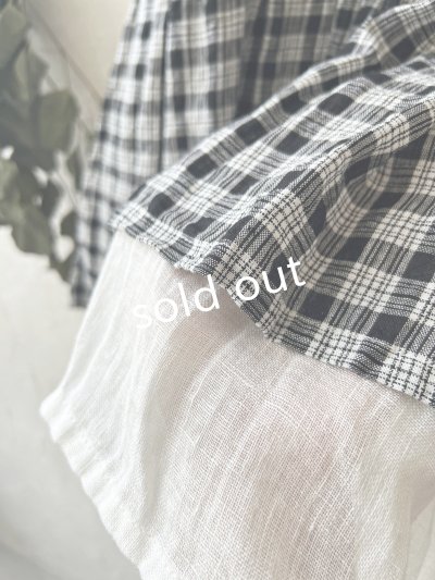 画像3: shizuka's/フレンチ袖レイヤードブラウス・黒チェック