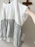 画像2: shizuka's/フレンチ袖レイヤードブラウス・ストライプ (2)