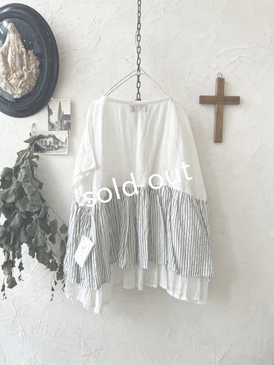 画像4: shizuka's/フレンチ袖レイヤードブラウス・ストライプ