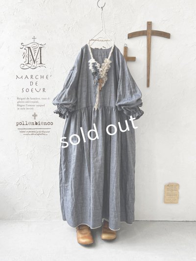 画像2: MARCHE' DE SOEUR／十字架ネックレス付きギャザーワンピース・ダンガリー