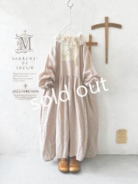 pollenbienco/アンティークレースのギャザーワンピース・ピンクベージュC