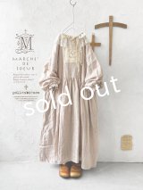 pollenbienco/アンティークレースのギャザーワンピース・ピンクベージュD