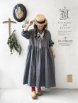 画像1: MARCHE' DE SOEUR／十字架ネックレス付きギャザーワンピース・ダンガリー (1)