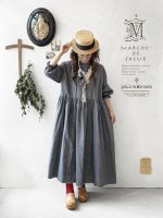 画像1: MARCHE' DE SOEUR／十字架ネックレス付きギャザーワンピース・ダンガリー (1)