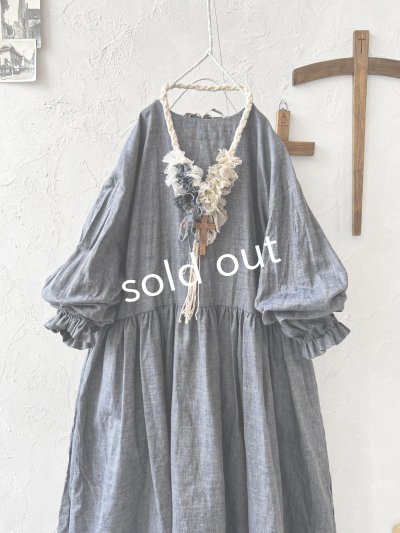 画像3: MARCHE' DE SOEUR／十字架ネックレス付きギャザーワンピース・ダンガリー