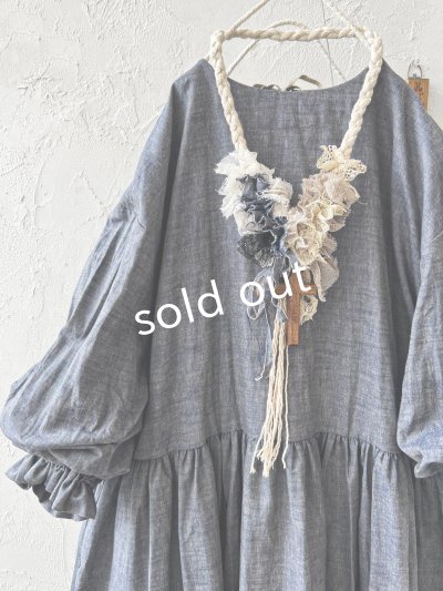 画像4: MARCHE' DE SOEUR／十字架ネックレス付きギャザーワンピース・ダンガリー