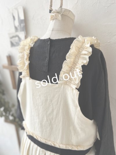 画像14: kosatofuku／フリルショルダーとプリーツリボンのワンピース・ アイボリー