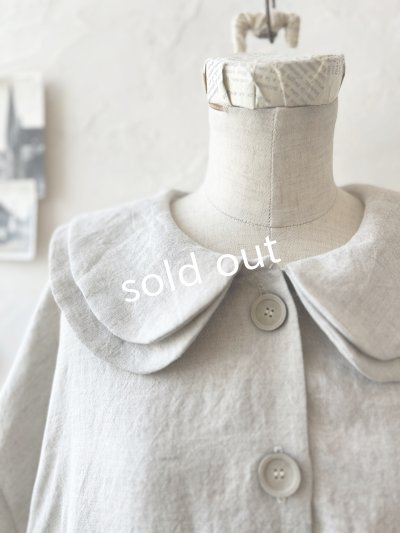 画像4: kosatofuku／二枚衿のリネンギャザーワンピース・生成り