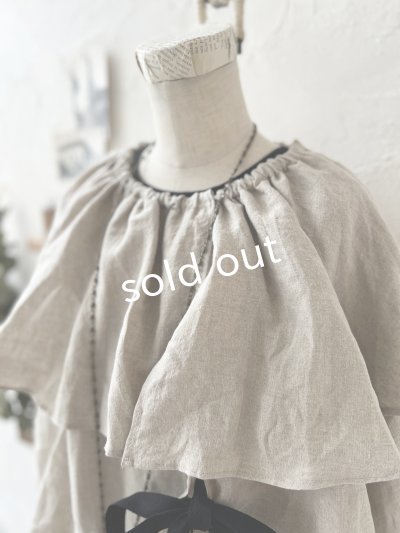 画像3: kosatofuku／リボンと大きなフリルカラーのブラウス・生成り