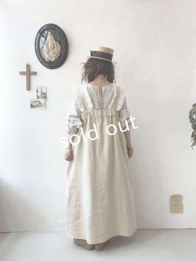 画像16: kosatofuku／レースフリルショルダーのサロペットワンピース・生成り