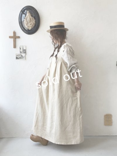 画像15: kosatofuku／レースフリルショルダーのサロペットワンピース・生成り