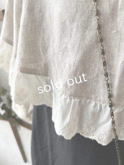 画像9: kosatofuku／フリルケープ付のリネンローギャザーワンピース・黒