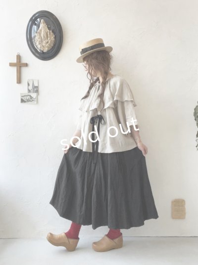 画像16: kosatofuku／リボンと大きなフリルカラーのブラウス・黒