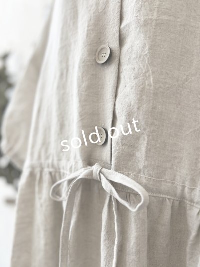 画像6: kosatofuku／二枚衿のリネンギャザーワンピース・生成り