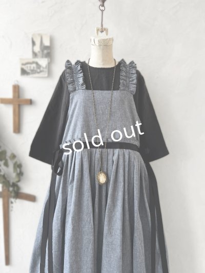 画像3: kosatofuku／フリルショルダーとプリーツリボンのワンピース・デニム
