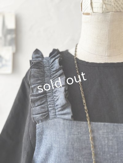 画像5: kosatofuku／フリルショルダーとプリーツリボンのワンピース・デニム