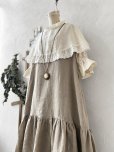 画像8: kosatofuku／フリルケープ付のリネンローギャザーワンピース・生成り