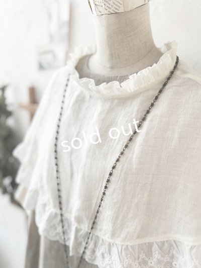 画像9: kosatofuku／フリルケープ付のリネンローギャザーワンピース・生成り