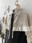 画像9: kosatofuku／フリルケープ付のリネンローギャザーワンピース・黒