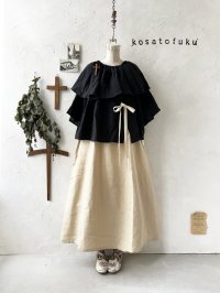 kosatofuku／リボンと大きなフリルカラーのブラウス・黒