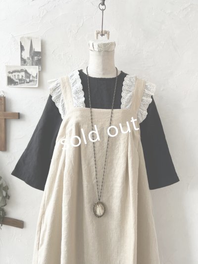 画像3: kosatofuku／レースフリルショルダーのサロペットワンピース・生成り