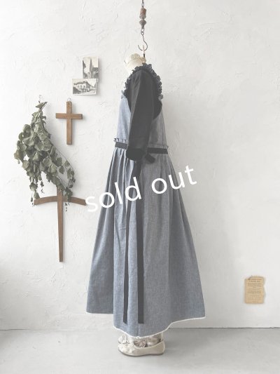 画像10: kosatofuku／フリルショルダーとプリーツリボンのワンピース・デニム