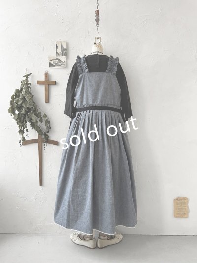画像11: kosatofuku／フリルショルダーとプリーツリボンのワンピース・デニム