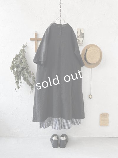 画像6: Re:born/リネン七分袖ワンピース・黒