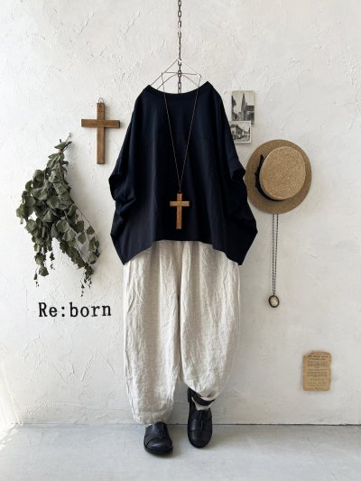 画像1: Re:born/タックテーパードパンツ・ナチュラル