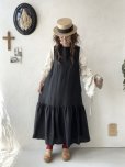 画像15: kosatofuku／フリルケープ付のリネンローギャザーワンピース・黒