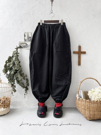 画像1: je suis comme je suis/ワイドファティーグパンツ・黒