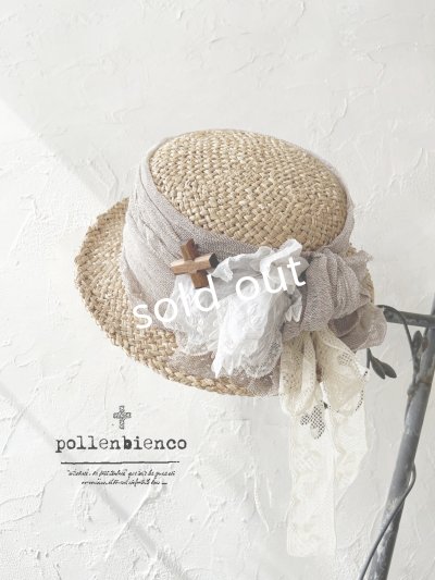 画像1: pollenbienco／アンティークレースの帽子・H