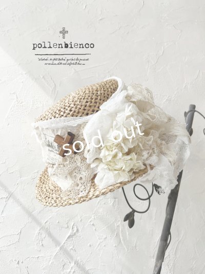 画像1: pollenbienco／アンティークレースの帽子・G