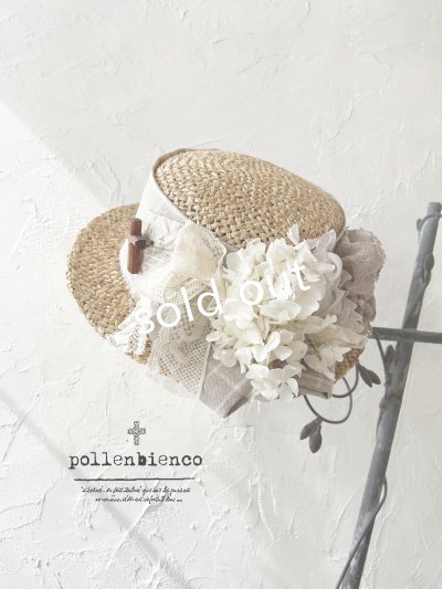 画像1: pollenbienco／アンティークレースの帽子・F