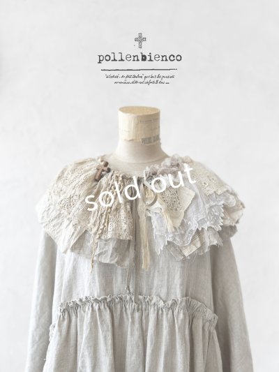 画像1: pollenbienco／アンティークレースのティペット・B