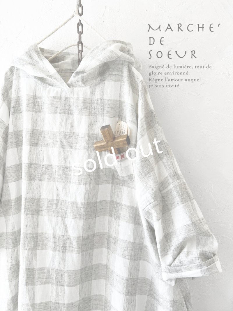 画像2: MARCHE' DE SOEUR／Ａラインフードワンピース・チェック (2)