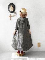 画像16: MARCHE' DE SOEUR／Ａラインフードワンピース・黒シャンブレー (16)