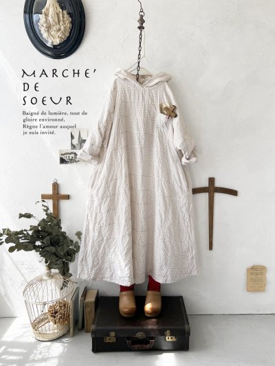 画像2: MARCHE' DE SOEUR／Ａラインフードワンピース・パッチワーク