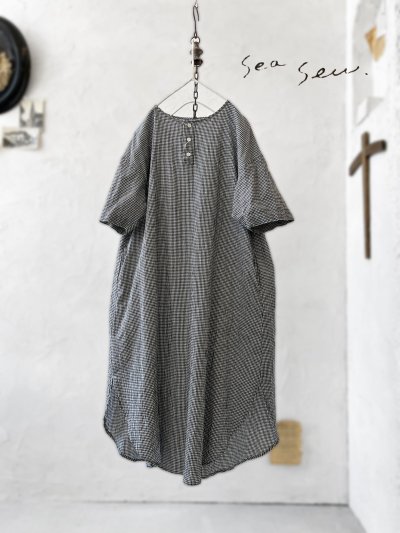 画像2: seasew.／309 ヘンリーネックワンピース・ギンガム