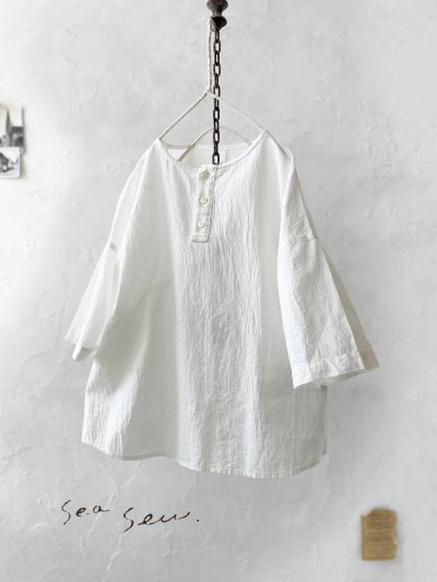 画像2: seasew.／304 ヘンリーネック半袖プルオーバー・オフ