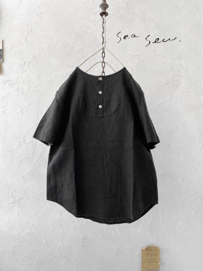 画像2: seasew.／312 ラウンドヘンリー半袖プルオーバー・ブラック